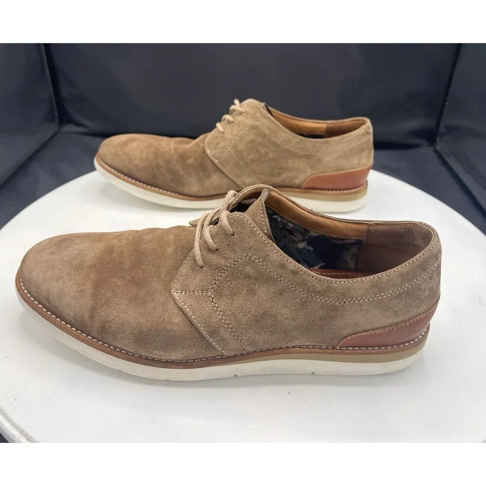 Johnston & Murphy Men’s Tan Suede Lace-Up Derby Sheepskin 8M 20-9558